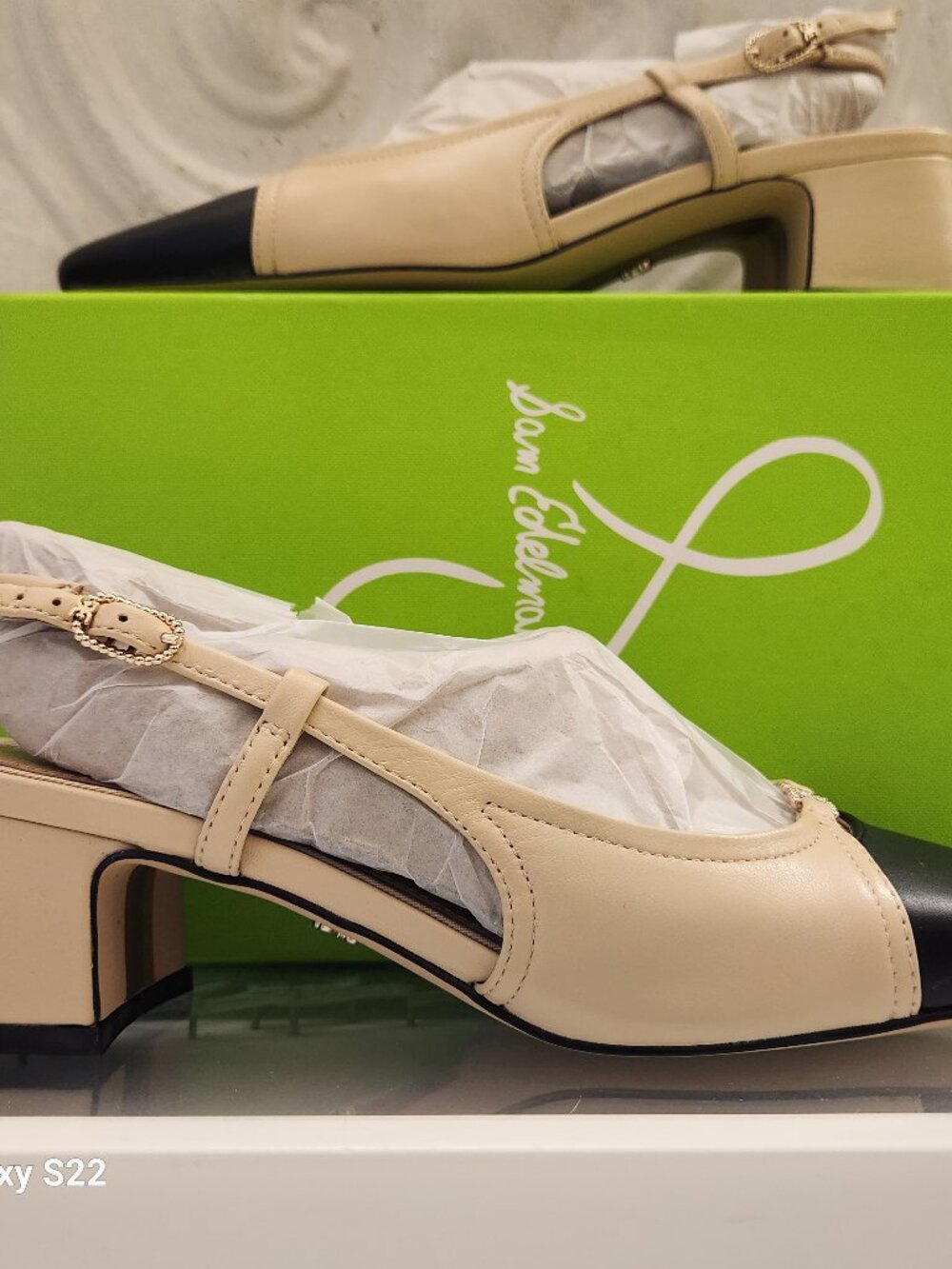 Sam Edelman "Tarra" Sand/Black Leather Pumps. Cust return. NIB. Size 7.5